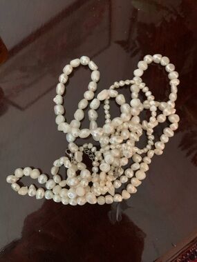 Vintage natural South Asia fresh water pearl four strand necklace irregular